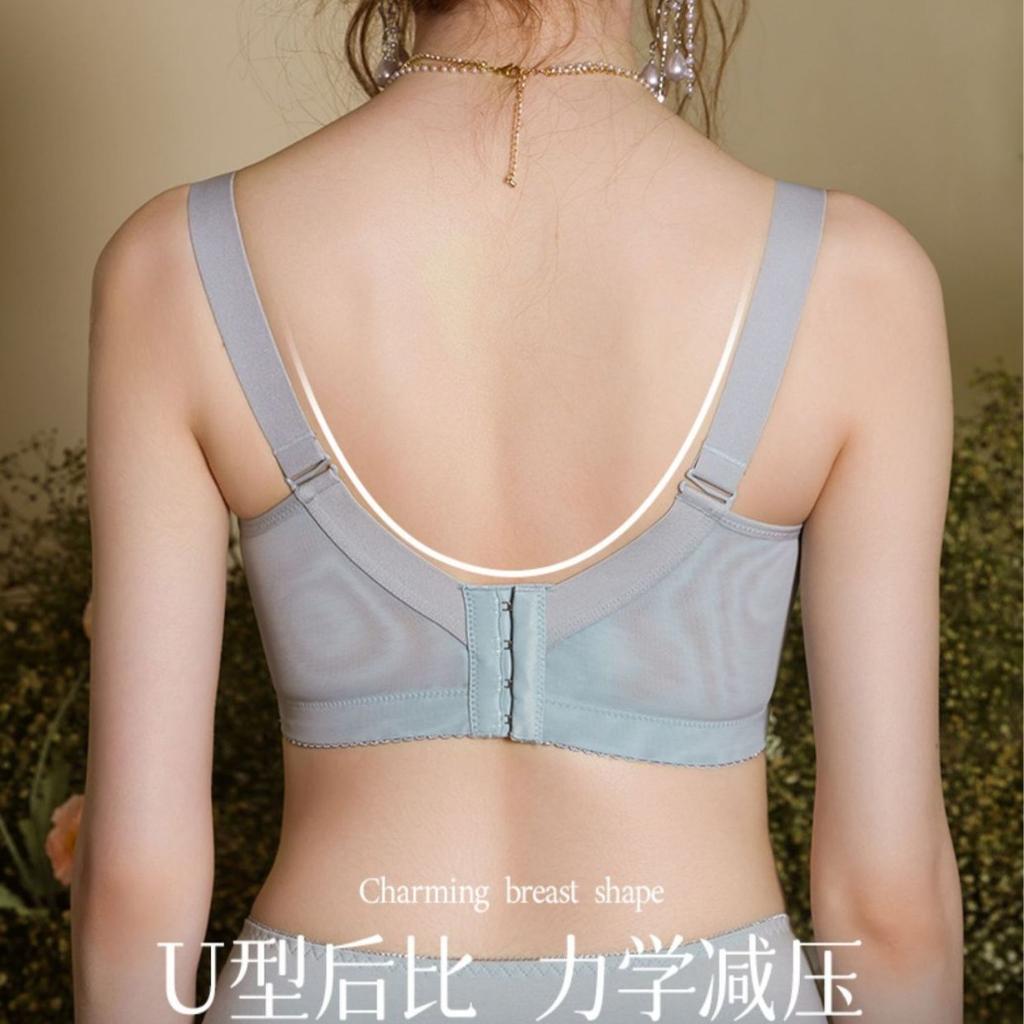 New Women's No Steel Ring Large Size Large Chest Small Full Cup Bra Thin Collection Breast Bra Cup GIJ