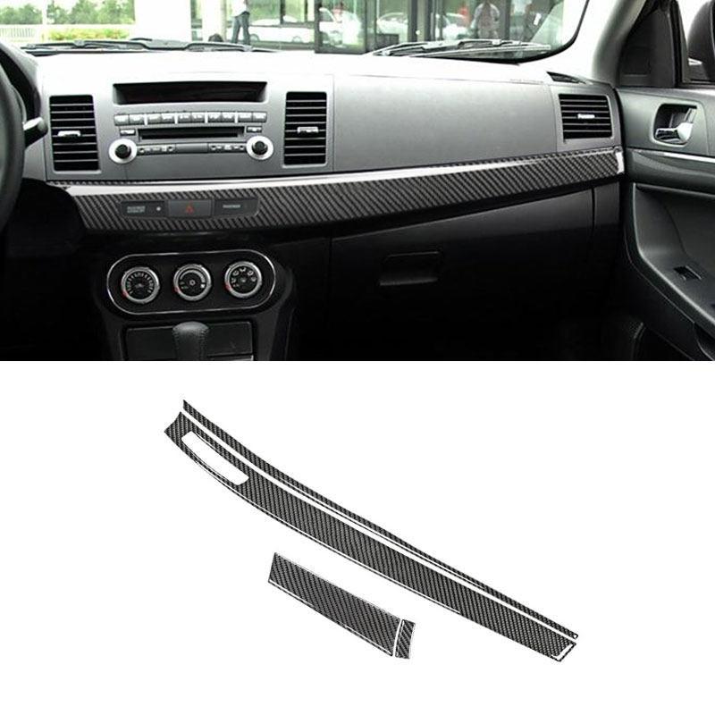 Для Mitsubishi Lancer 2008 2009 2010 2011 2012 2013 Автомобильная внутренняя наклейка Мягкая карбоновая накладка на центральную панель приборной панели Декоративные полоски