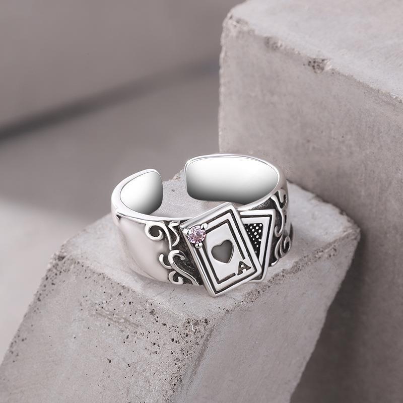 Новые модные винтажные счастливые покерные открывающие кольца для женщин мужчин игральные карты палец кольцо из нержавеющей стали модные ювелирные изделия для вечеринки