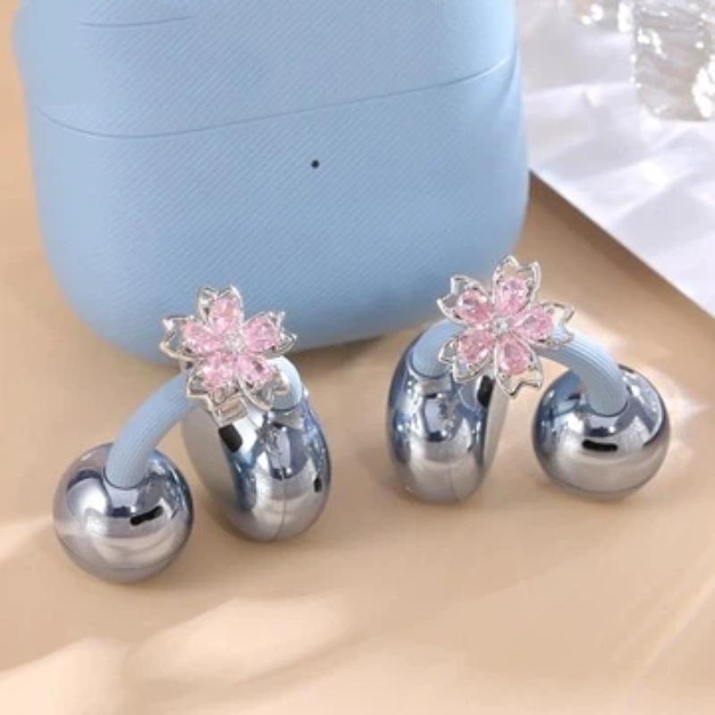 Chic 2Pcs Earrings with Shining Rotating Flower Blossoms for Sophisticated Look