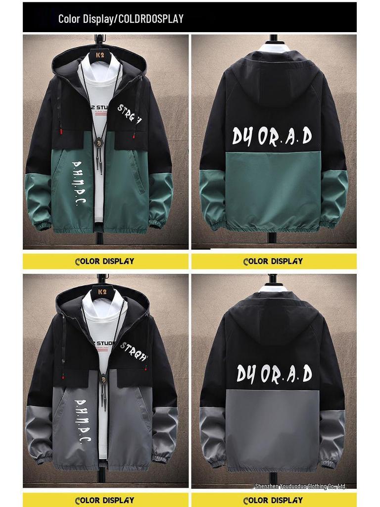 Мужская модная рабочая куртка с капюшоном в корейском стиле для подростков