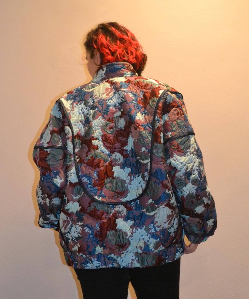 F8Ke Chemical Club Blue Flower Orbit Bomber Jacket