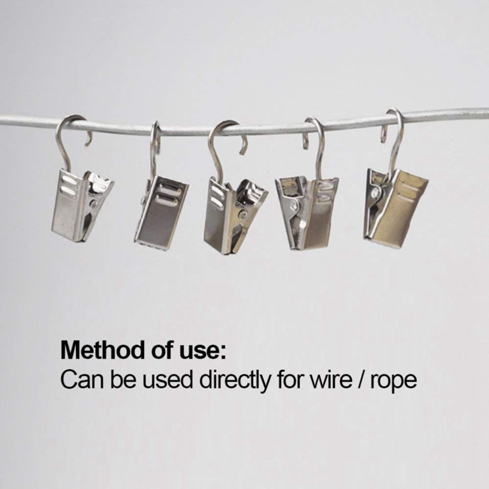 50 Pcs Sturdy Stainless Steel Curtain Clips Durable Curtain Hook Clips Iron Drapery Hook Home