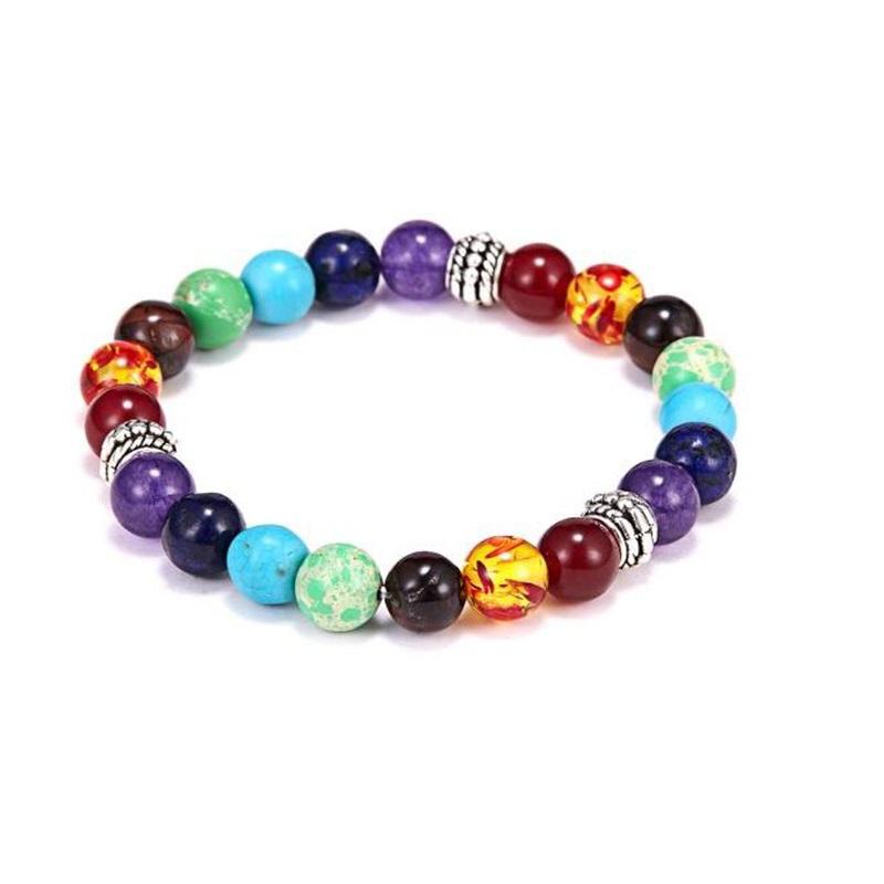 7 Chakra Bracelet Men Black Lava Tiger Eye Stones Healing Balance Beads Reiki Buddha Prayer Natural Stone Yoga Bracelets