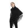 Comfortable High Quality Unique Pure Color Pearl Fringe Pullover High Neck Warm Shawl Scarf Beautiful and Most Striking Accessories