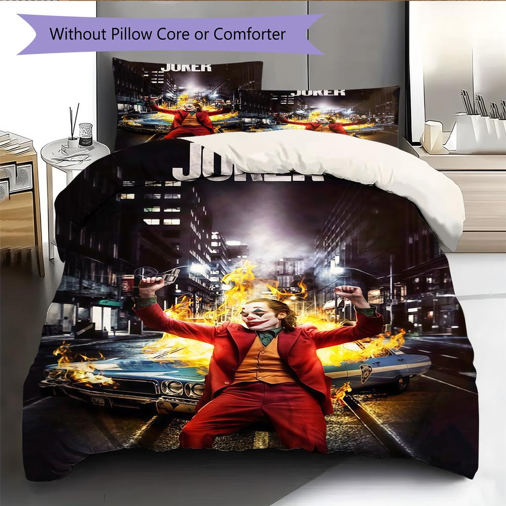 Joker Style Bedding Quilt Set Quilt  Pillowcase Home Decoration Birthday Gift (1 * duvet cover + 2 * pillowcase, without core)