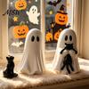 Cute Resin Ornament for Home Decor Halloween Ornament, Ghost Hugging A Black Cat Sculpture, Small Collectible Unique Figurine, Bedroom Entrance
