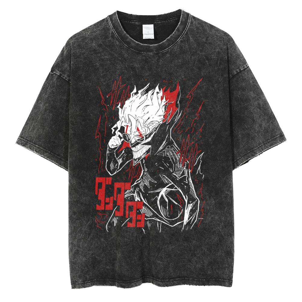 Аниме Dandadan Аясэ Момо Окарун Принтованная футболка Мужские футболки из стираного хлопка Оверсайз Повседневная футболка Харадзюку Мужские Топы Манга