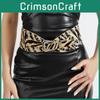 Fashion Print Leopard Pattern Rivet Metal Buckle Decoration Women Wide Waistband