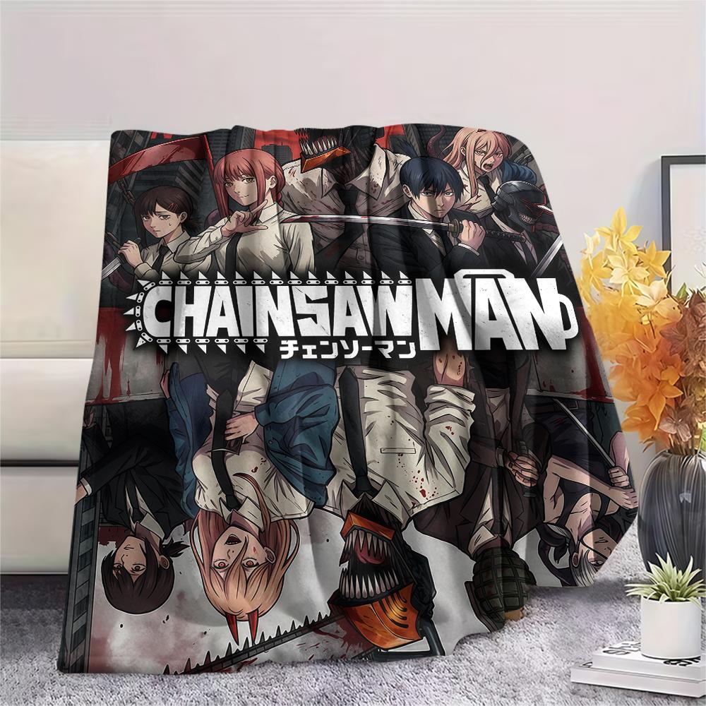 Племенной плед с принтом персонажа Chainsaw Man, Высококачественный, Удобный для всех сезонов, Декор для дома, Тепло и уют