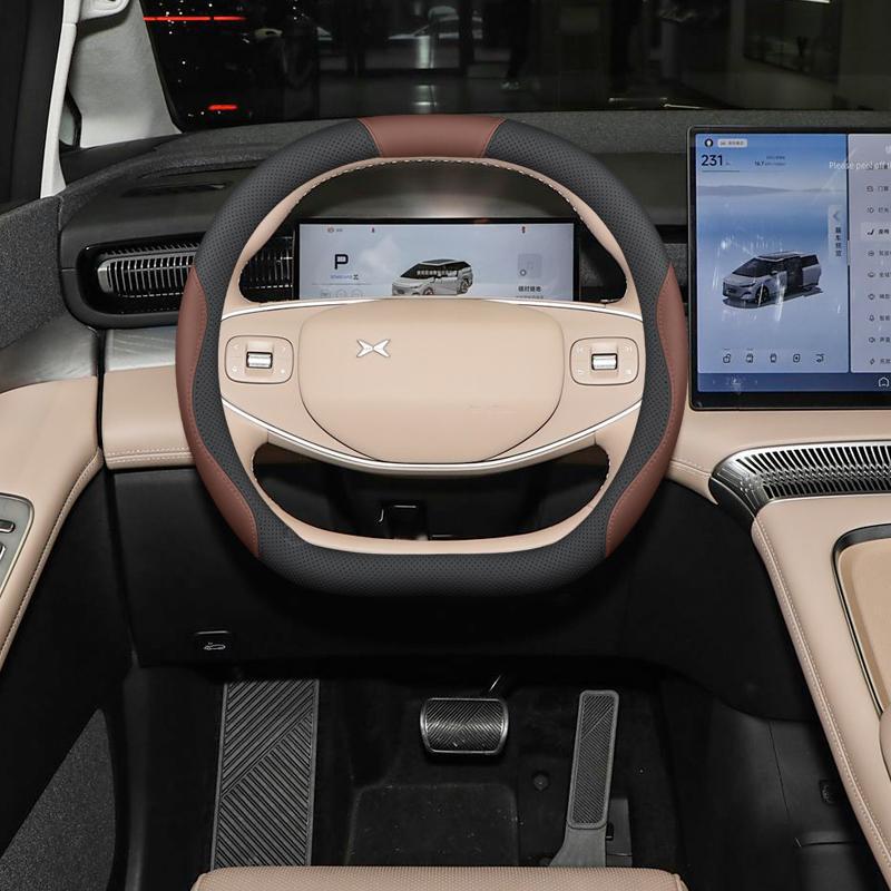 Нескользящая, без запаха кожаная оплетка руля для XPeng X9 - Индивидуальная модификация салона, Ручная работа для идеальной посадки на 25 моделях.
