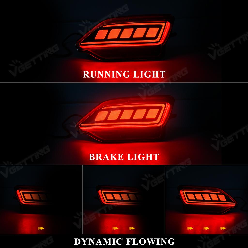 LED Rear Bumper Reflector Lights For Toyota RAV4 2013 2014 2015 Running Brake Lamp Dynamic Flowing Turn Signal Car Accessories
