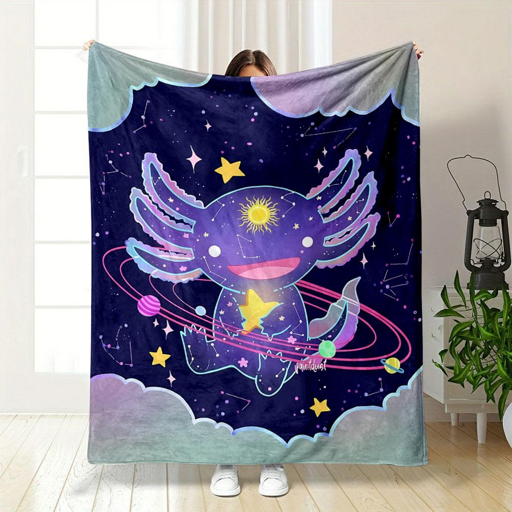 Celestial Axolotl Galaxy Blanket bedroom Blanket for Livingroom Couch lunch break Soft throw for Friend's festival Gift