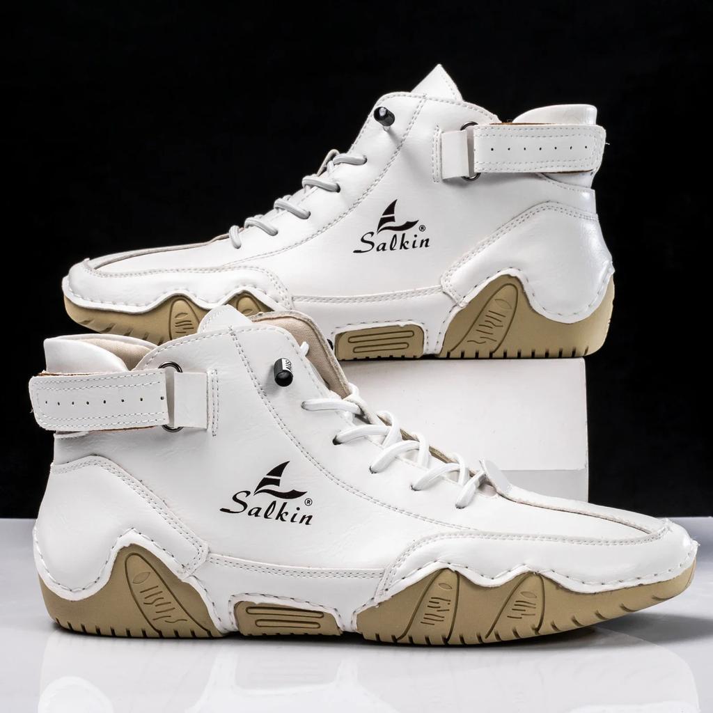 Мужские повседневные короткие ботинки осень-зима, модные высокие кроссовки для активного отдыха, дышащие кожаные мужские ботильоны Zapatillas Hombre