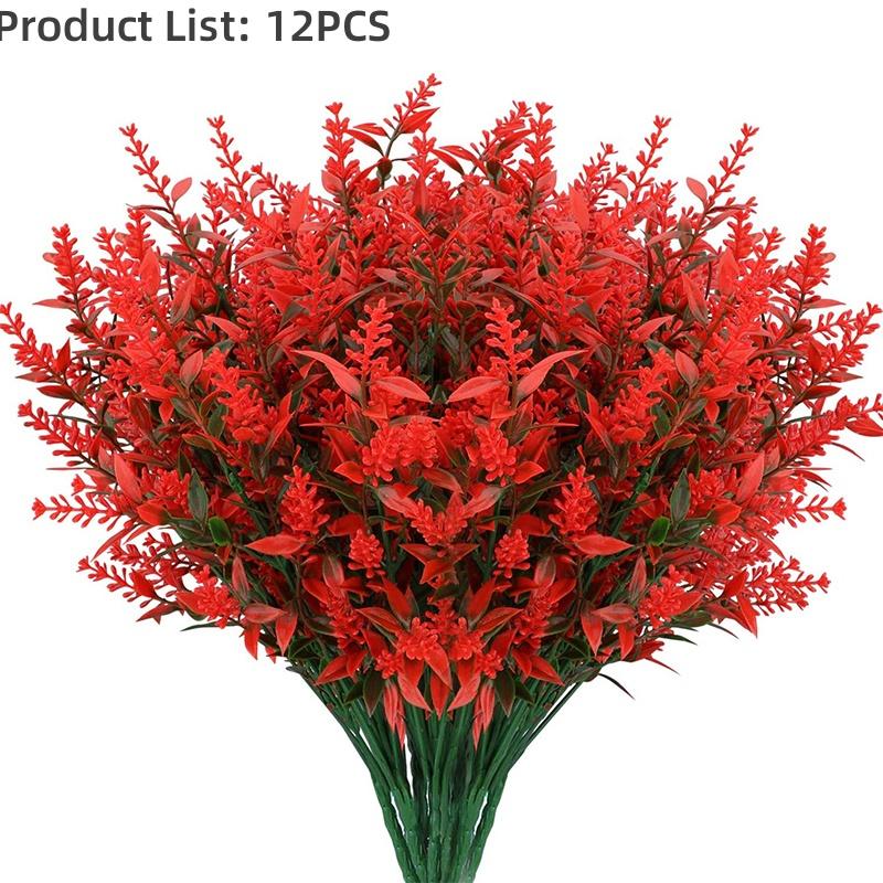 UV-Resistant Artificial Lavender Bouquets - Vibrant  Floral Arrangements for Outdoor Garden, Porch, Window Sill, Home Decor