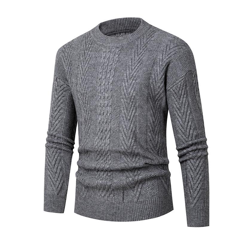 Жаккардовый вязаный свитер свободного большого размера мужской новый с широкими плечами с круглым вырезом пуловер зимний повседневный свитер
