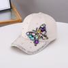 Ladies Hat Colorful Glass Rhinestone Cap Fashion Butterfly Baseball Cap Women'S Sunscreen