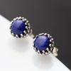 Женские серебряные серьги из чистого натурального лазурита 925 пробы ручной работы с тремеллой и гвоздями
