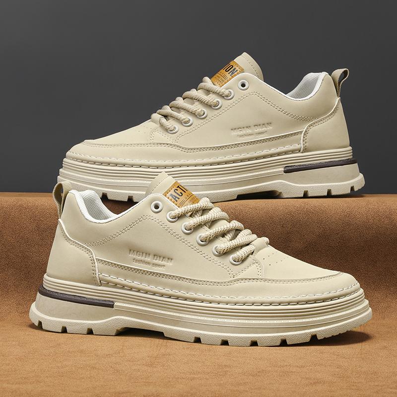 Модные мужские кроссовки Sheos, новые мужские кроссовки на толстой подошве, модные роскошные кожаные повседневные рабочие кроссовки для мотоциклистов 2024