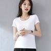 T Shirt For Women Casual Short Sleeve Cotton Splicing Top For Spring Wear