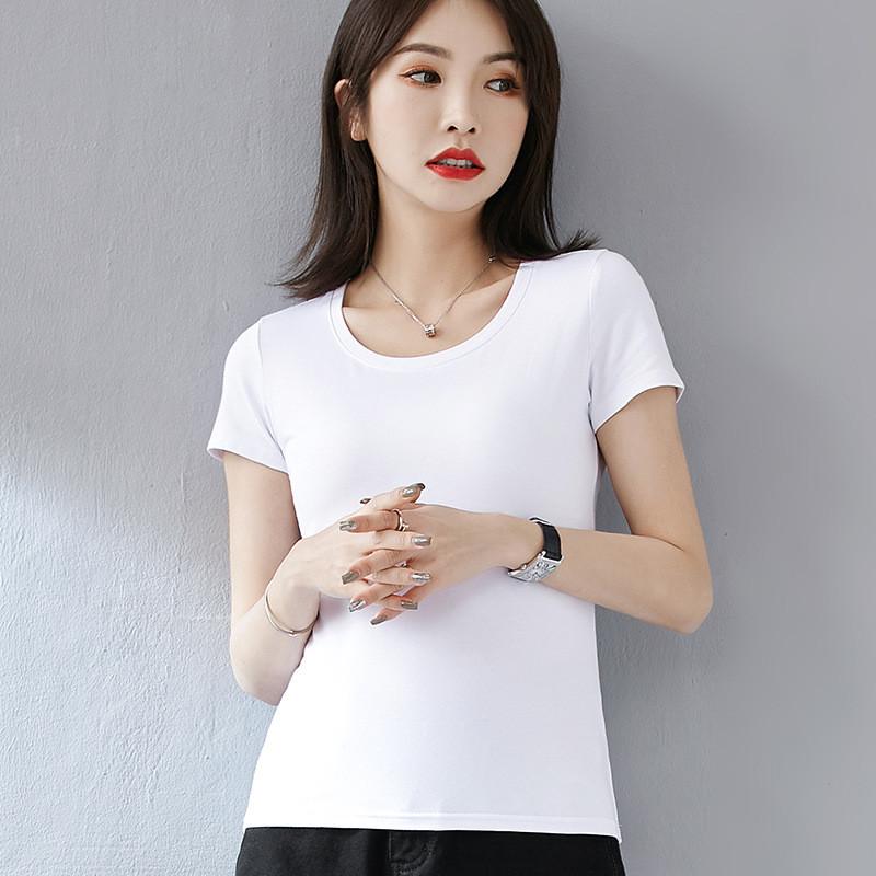 T Shirt For Women Casual Short Sleeve Cotton Splicing Top For Spring Wear