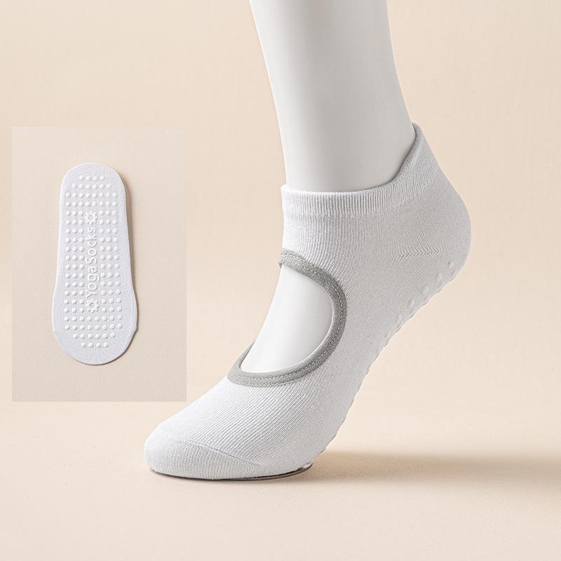Женские нескользящие силиконовые носки для йоги и пилатеса - Дышащие, Влагоотводящие, С открытой пяткой