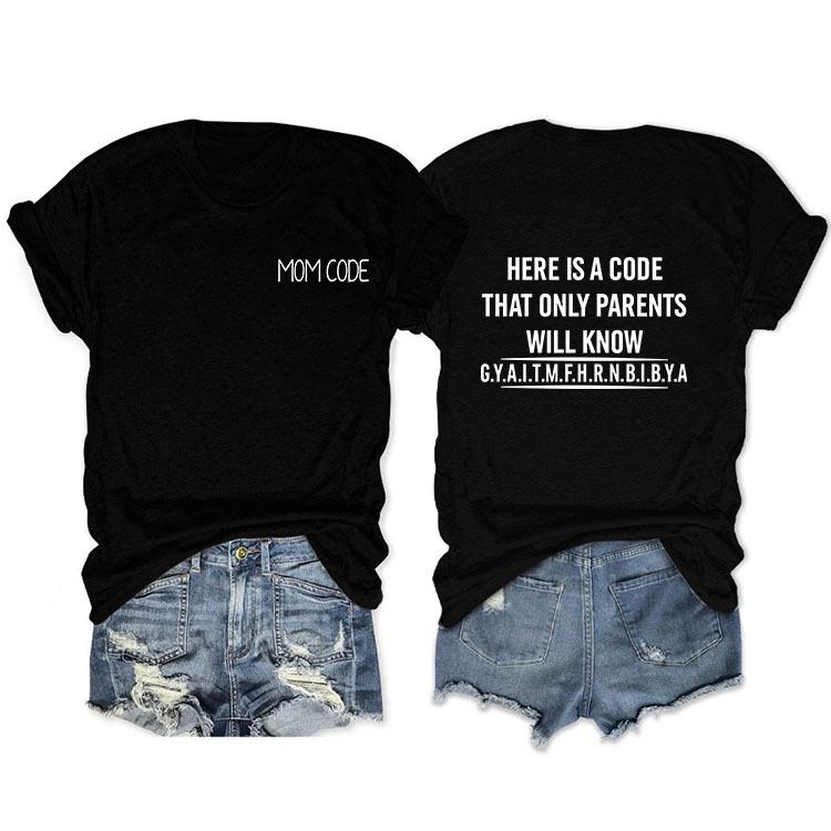 Fashion before and after here is a code letter print women's casual short sleeves
