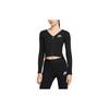 Nike Full Length Double Zipper Front Fitted Knitted Herringbone Print Long Sleeve T-Shirt Women Tops Black DM6067-010