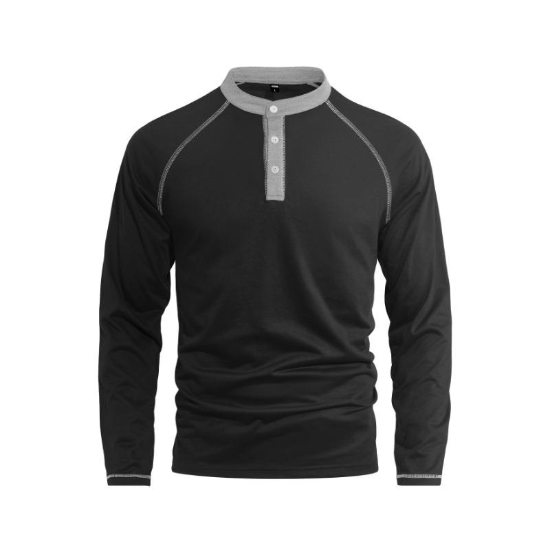 Men S Plus Size Color Block Long Sleeve Polo Shirt