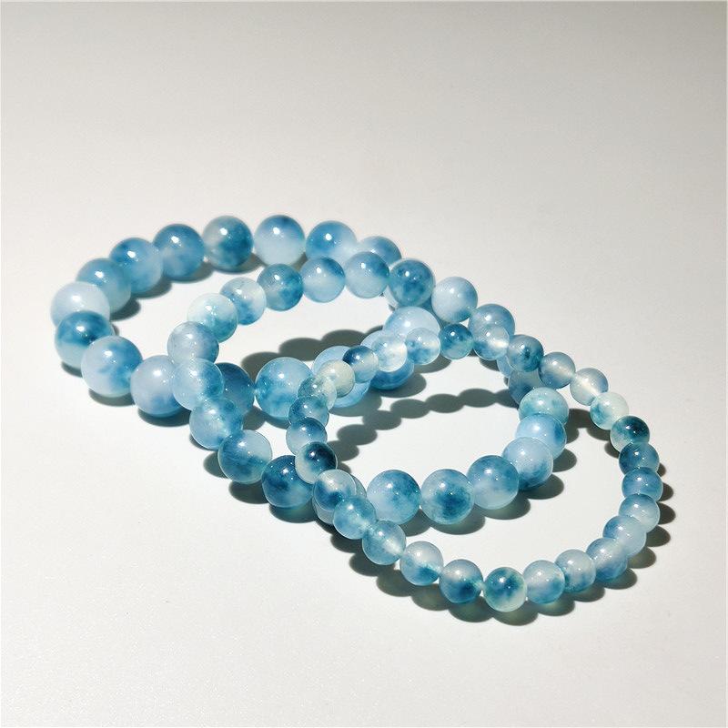 6/8/10/12mm Natural Blue Chalcedony Jasper Jade Bracelets Classic Men Women Buddha Bracelets Minimalist Yoga Meditation Jewelry