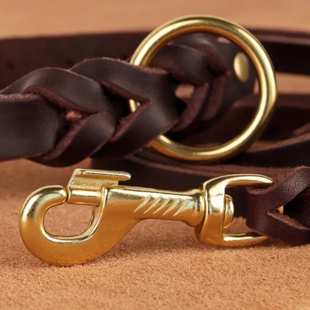 Brown Dog Traction Rope Long Leather Braided Dog Leash Pet Products German Shepherd