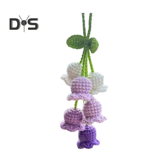 Подвесной автомобильный кулон ручной работы, вязаные лилии, очаровательные вязаные крючком украшения для салона автомобиля