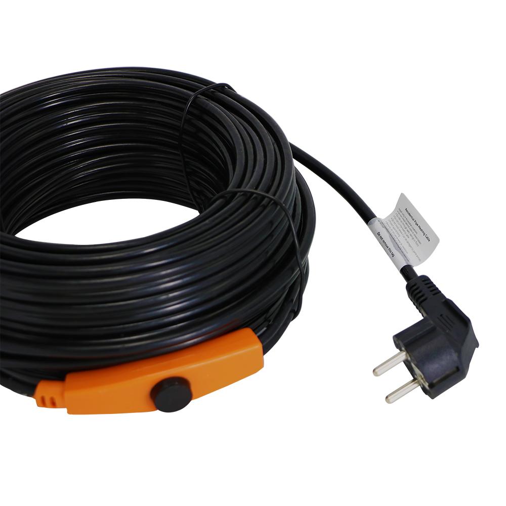 Саморегулирующийся нагревательный кабель для труб, 16 Вт/м, с защитой от замерзания и мини-регулятором температуры внутри теплого провода