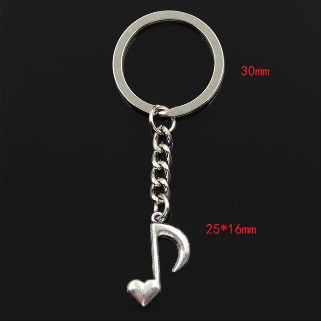 Fashion Musical Note With Heart 25x16mm Pendant 30mm Key Ring Chain Bronze Men Car Gift Keychain