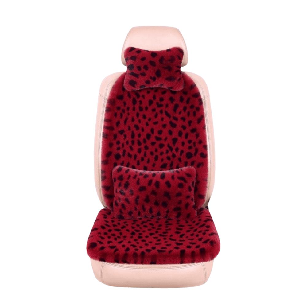 Rabbit Fur Rabbit Fur Car Pad Non-slip Plush Seat Cushion Leopard Print Seat Cover Cushion Front