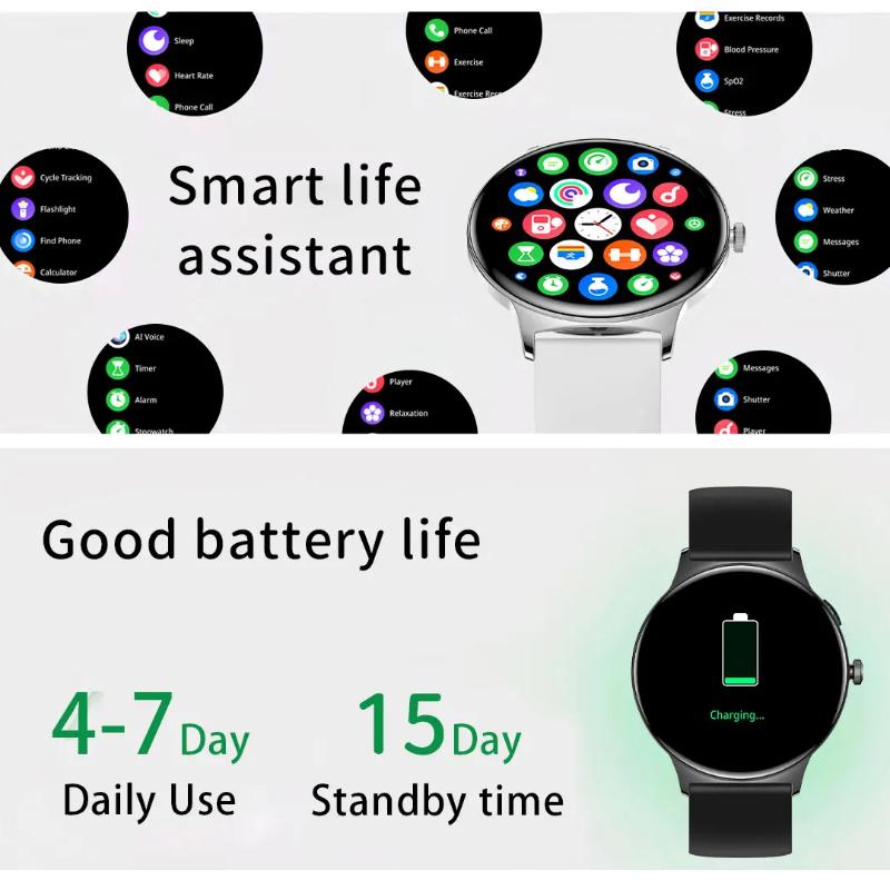 Новые умные часы 2025 года для женщин в подарок 1,43-дюймовый полностью сенсорный экран спортивные фитнес-часы Bluetooth-звонки цифровые умные часы женские