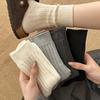 Women's Chunky Knit Cotton Mid-Calf Socks - Thickened, Japanese Style for Autumn/Winter, Versatile and Slimming Slouch Fit.