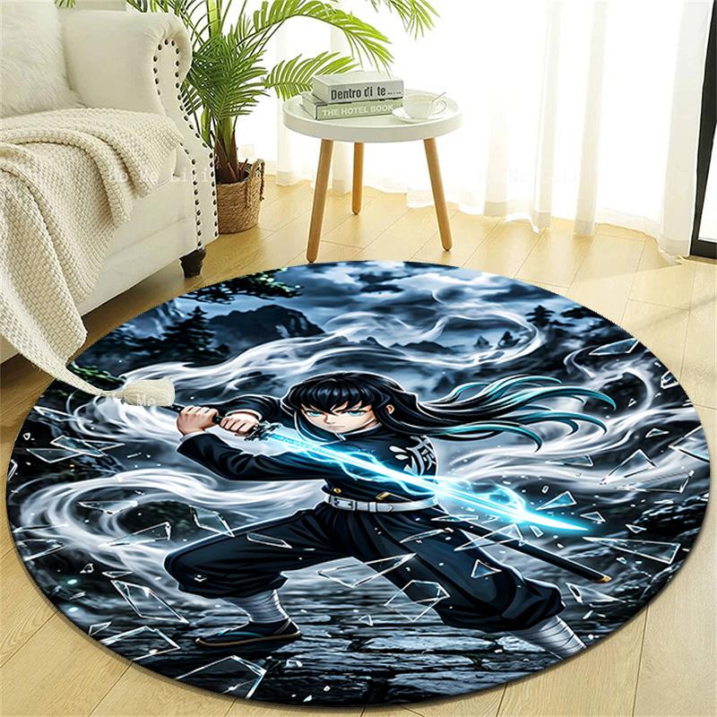 1pc Tokitou Muichirou Print Round Carpet Chair Round Carpet Suitable for Bedroom Living Room Home Decorative Carpet