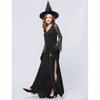 L New Halloween Black High Split Sexy Witch Dress Evil Witch Costume Stage Costume