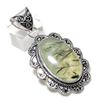 Prehnite Gemstone Handmade 925 Sterling Silver Jewelry Pendant 2.29" H9S35