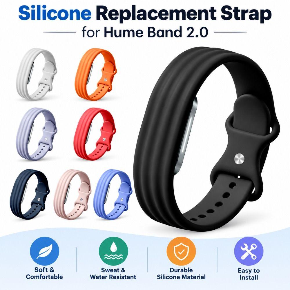Silicone Replacement Strap Adjustable Fitness Tracker Wristband for Hume Band 2.0 for Men Women