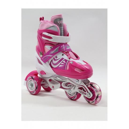 Розовый регулируемый 2 2 освещенный металлический тренировочный шлем для катания на коньках с коленом