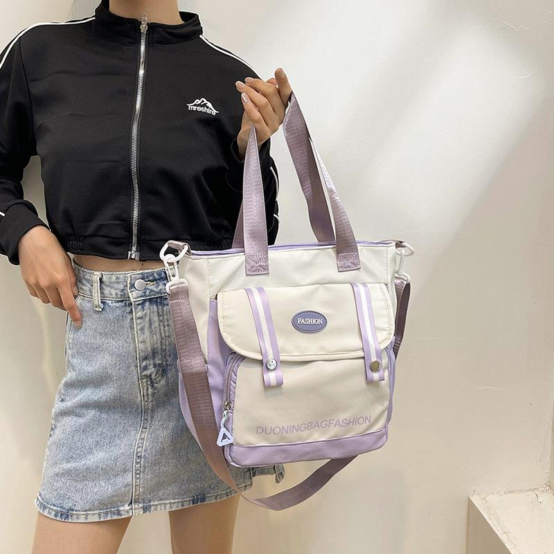 Простая сумка через плечо в цветном исполнении, женская повседневная модная сумка-мессенджер, универсальная сумка-тоут большой вместимости, косметичка для студентов, для занятий