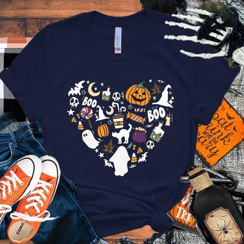 Женские костюмы на Хэллоуин Футболка Boo Pumpkin Love Мужская женская футболка Одежда для косплея Уличная одежда Футболка больших размеров Топы
