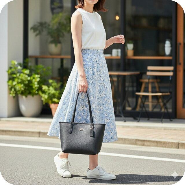 Coach tote bag women brand leather CT859 IMBLK black lightweight handbag stylish practical cute.