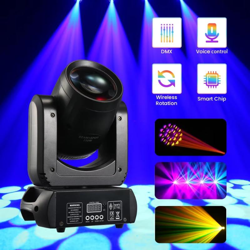 100W LED Lyre Beam Moving Head Light | Sound Activated & DMX Control, Includes Flight Case for DJ/Disco/Wedding/Bar Stages