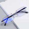 Fashionable Borderless Business Reading Glasses Classic Anti Blue Light Computer Glasses Plastic Integrated Transparent Eyeglass