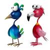 Metal Flamingo Yard Decoration Cartoon Flamingo Peacock Sculpture Outdoor Garden Bird Statue for Patio Backyard Porch Decoration