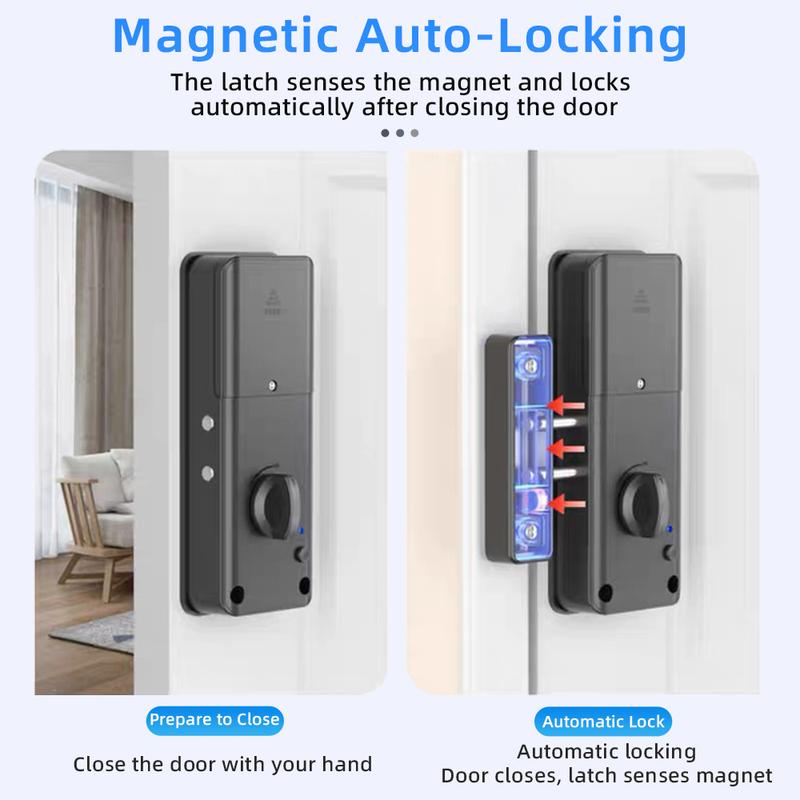 RAYKUBE RX02 Умный замок для двери без сверления, TT Lock Bluetooth, невидимый, для помещений, с поддержкой карты 13.56 IC / Приложение TT Lock / Удаленное управление разблокировкой