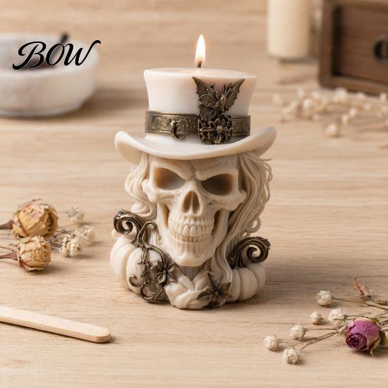 Durable Silicone Mold 3D Cowboy Skull Mold, Halloween Skeleton Candle for Epoxy Shaped Resin, Making, Soap, Clay, Wax Casting, Home Decor